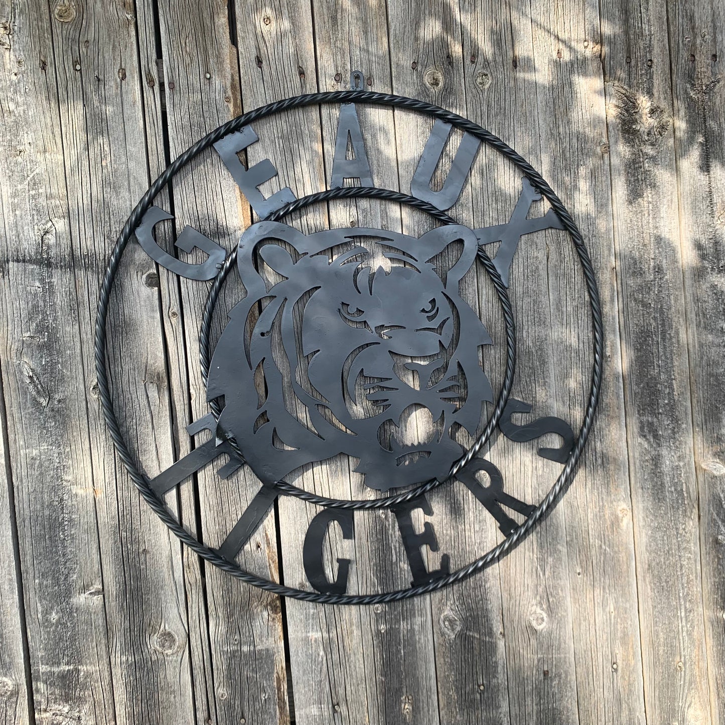 GEAUX TIGERS BLACK CUSTOM METAL VINTAGE CRAFT SIGN TEAM HANDMADE