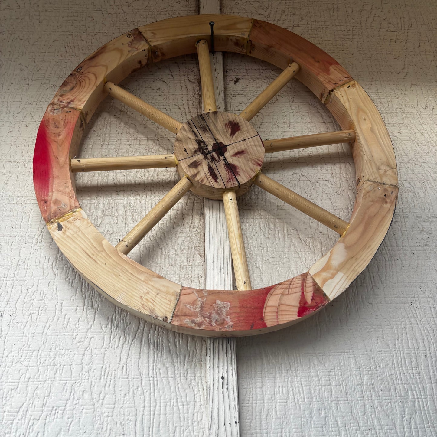 DECORATIVE WAGON WHEEL WOOD WALL ART WESTERN HOME DECOR HANDMADE TEXAS USA