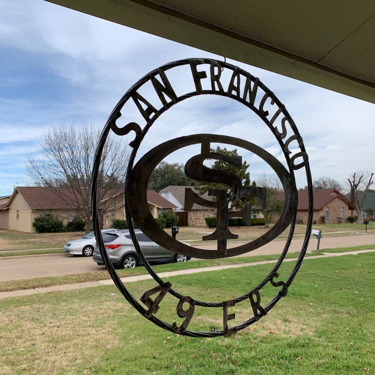 36" SAN FRANCISCO 49ERS CUSTOM RAW METAL VINTAGE CRAFT TEAM SIGN HAND MADE IN USA