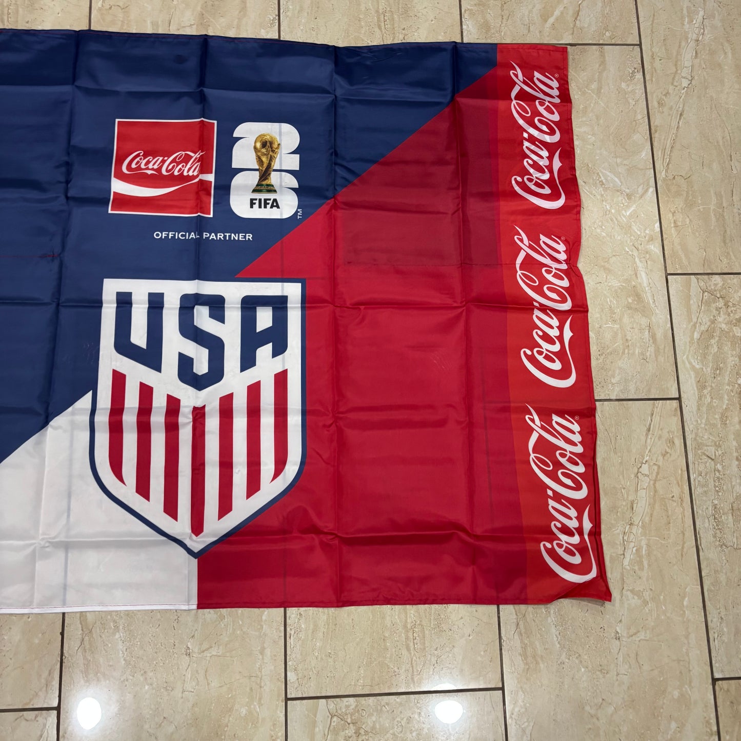 FIFA WORLD CUP 2026 USA COCACOLA FLAG 3ft x 4ft GENUINE LICENSES WESTERN HOME DECOR  #EH13732