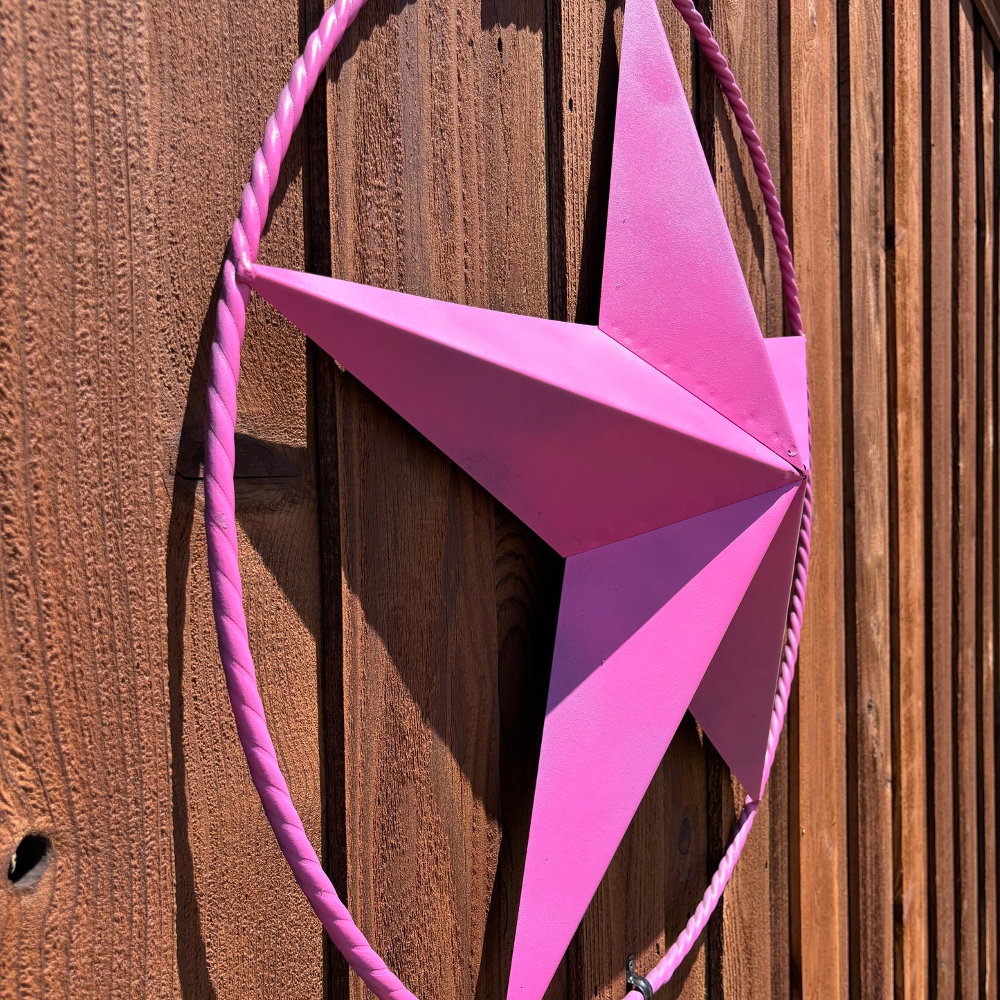 PINK STAR BARN METAL LONE STAR TWISTED ROPE RING WESTERN HOME DECOR HANDMADE 12",24",36"