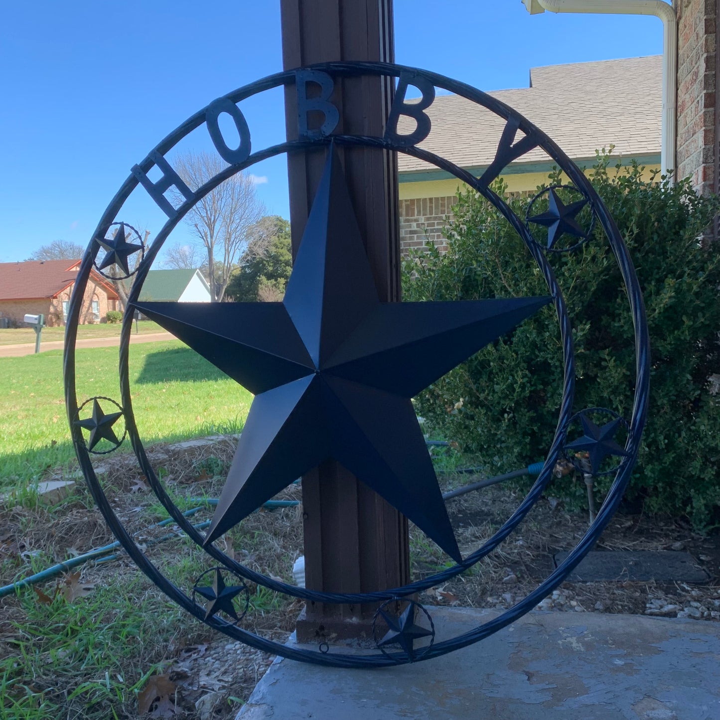 HOBBY STYLE CUSTOM NAME STAR BARN METAL STAR 3d TWISTED ROPE RING WESTERN HOME DECOR RUSTIC NAVY BLUE HANDMADE 24",32",36",50"