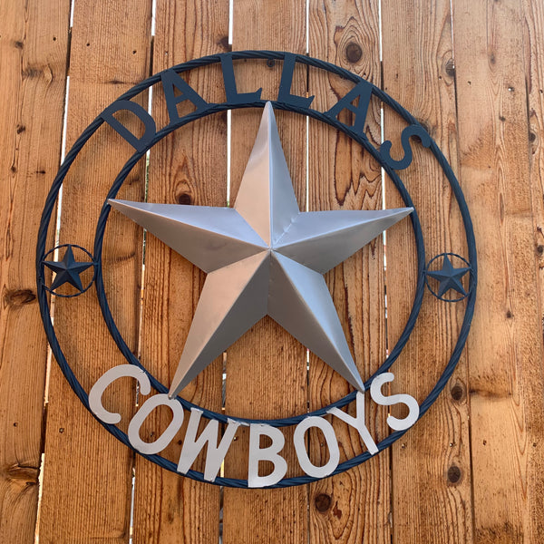 DALLAS COWBOYS SILVER & NAVY BLUE BARN STAR CUSTOM METAL VINTAGE LONESTAR WESTERN HOME DECOR HANDMADE 24",32",36",40",42",44",46",48",50" (Copy)