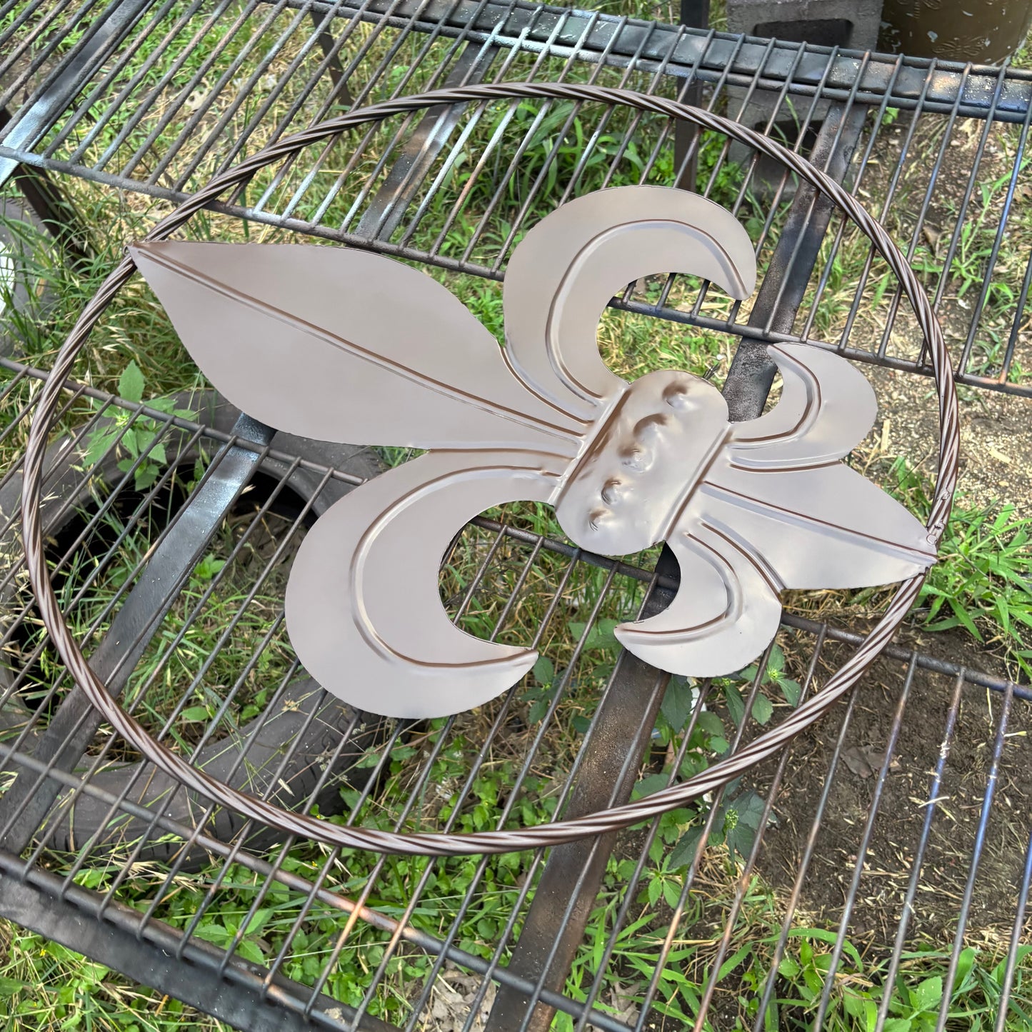 FLEUR DE LIS BROWN METAL WALL ART SIGN WESTERN HOME DECOR HANDMADE NEW 12",18",24",32"