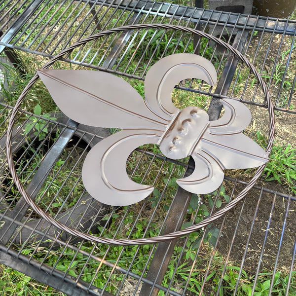 FLEUR DE LIS BROWN METAL WALL ART SIGN WESTERN HOME DECOR HANDMADE NEW 12",18",24",32"