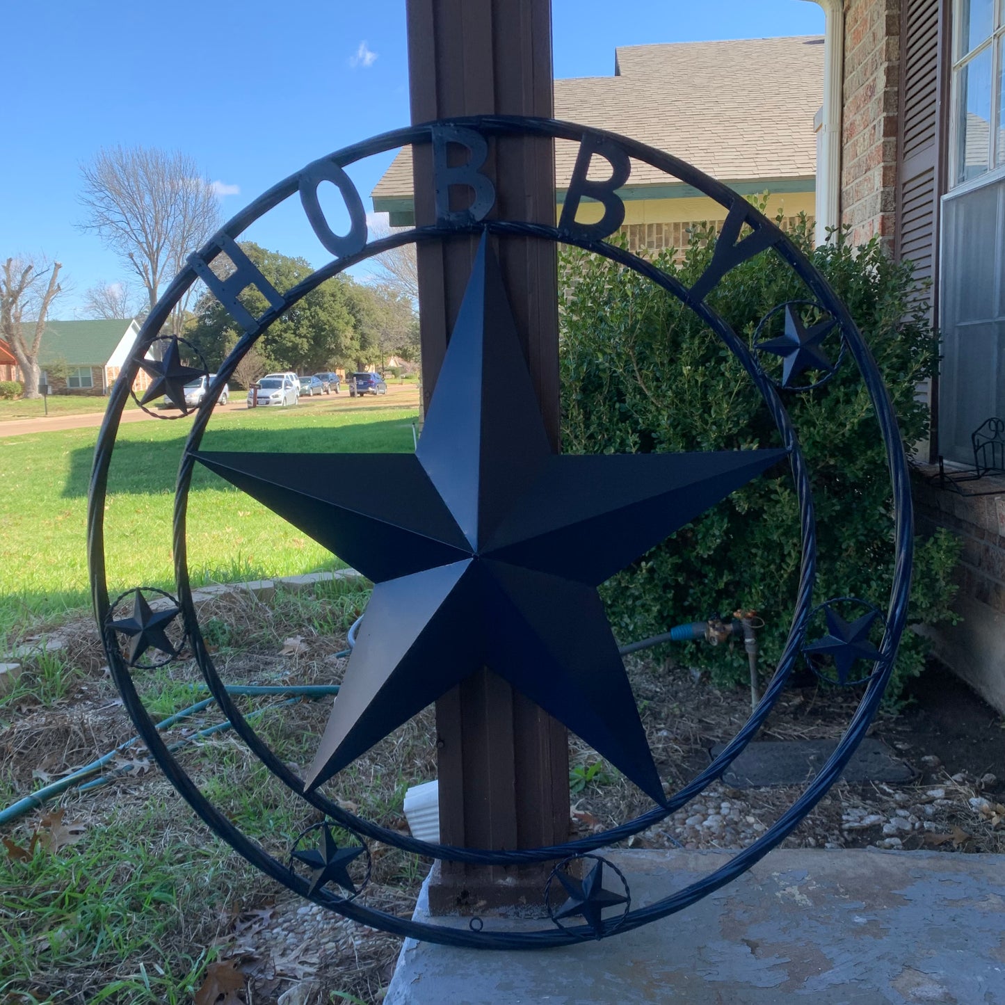 HOBBY STYLE CUSTOM NAME STAR BARN METAL STAR 3d TWISTED ROPE RING WESTERN HOME DECOR RUSTIC NAVY BLUE HANDMADE 24",32",36",50"