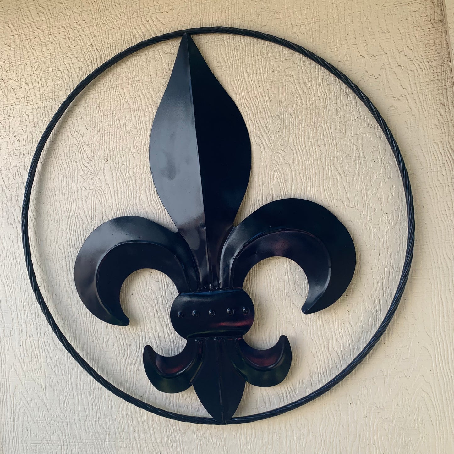 NAVY BLUE 24",36" FLEUR DE LIS METAL WALL ART SIGN WESTERN HOME DECOR HANDMADE NEW #EH10764