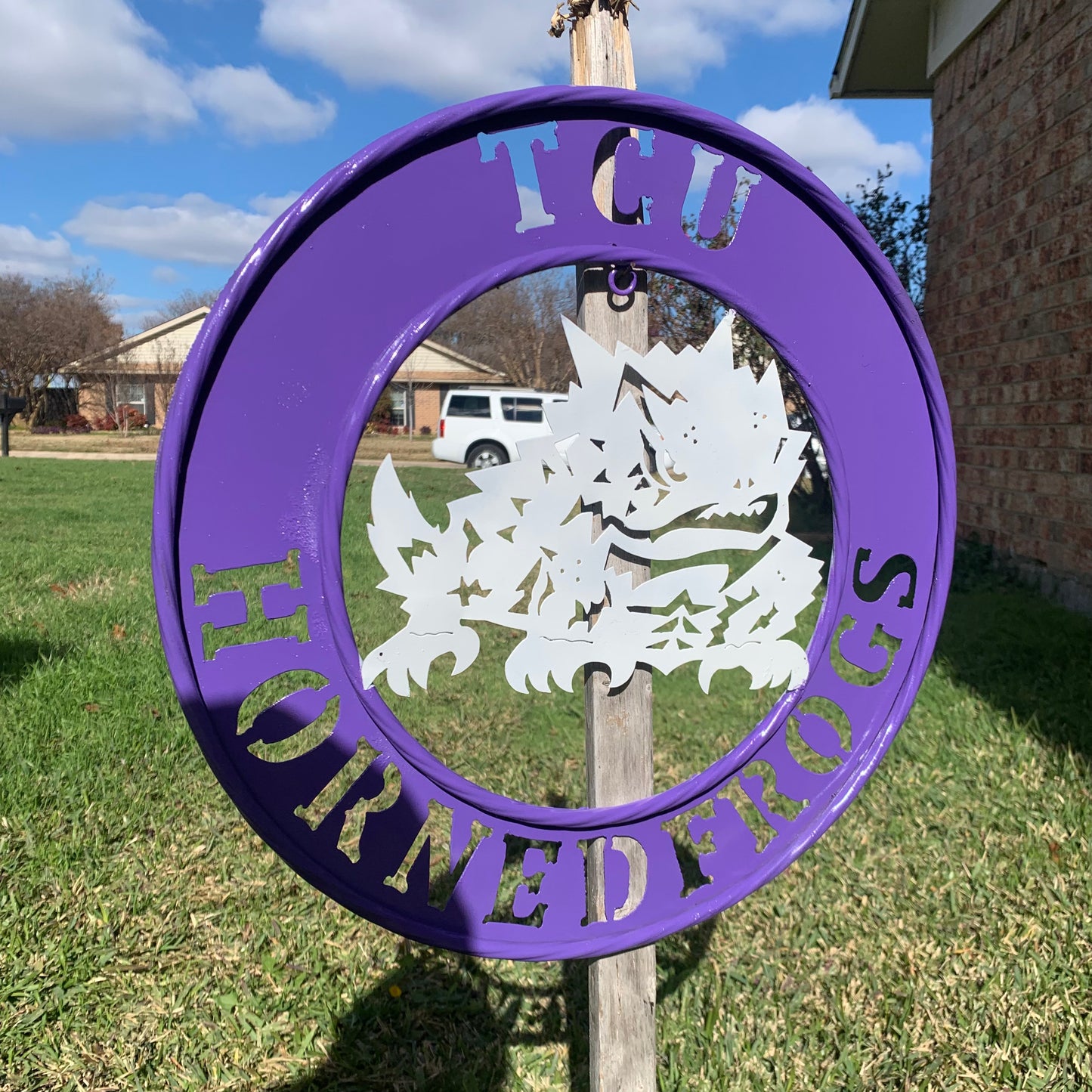 18",24",32" TCU HORNED FROGS CUSTOM METAL VINTAGE CRAFT TEAM SIGN WESTERN HOME DECOR HANDMADE