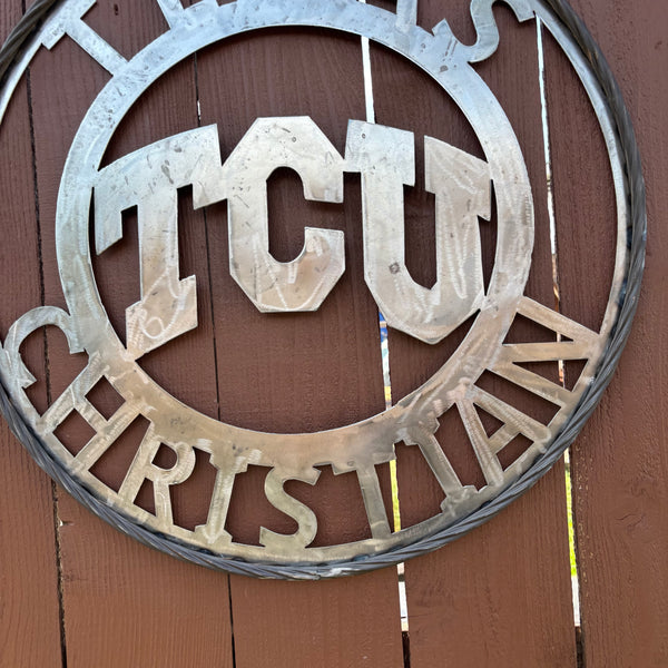 TCU TEXAS CHRISTIAN CUSTOM RAW METAL VINTAGE CRAFT TEAM SIGN UNPAINTED HANDMADE