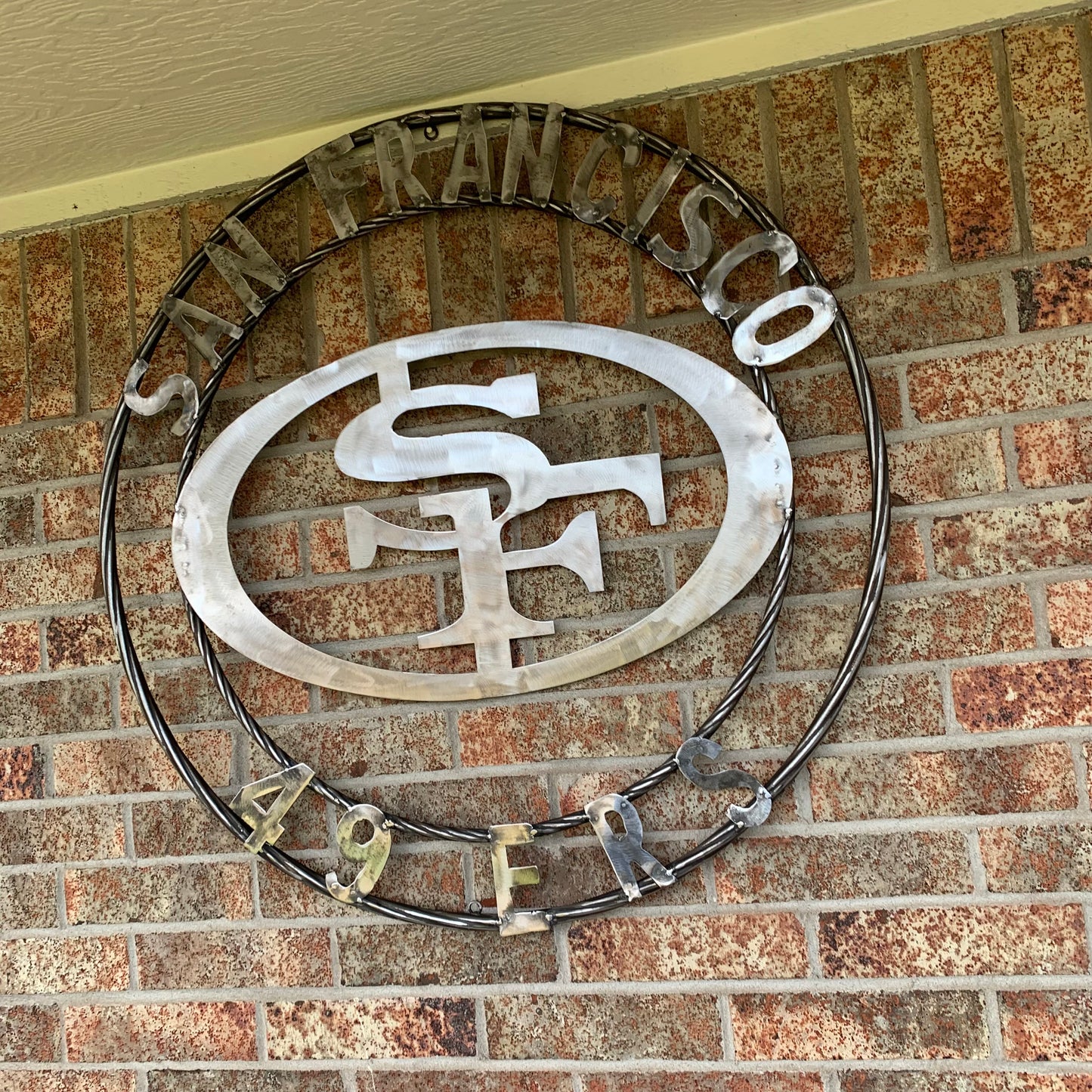 36" SAN FRANCISCO 49ERS CUSTOM RAW METAL VINTAGE CRAFT TEAM SIGN HAND MADE IN USA