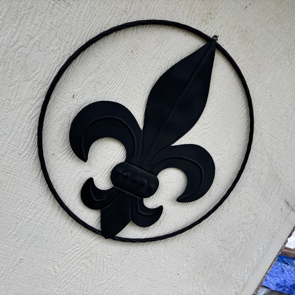 FLEUR DE LIS BLACK FLAT METAL WALL ART SIGN WESTERN HOME DECOR HANDMADE NEW 12",18",24",32"