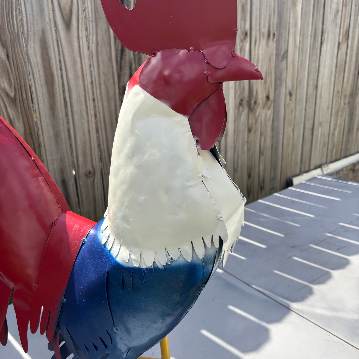 ROOSTER RED WHITE BLUE PATRIOTIC GARDEN METAL SCULPTURE WESTERN HOME DECOR ORNAMENT HANDMADE #34-003 18",30",40"