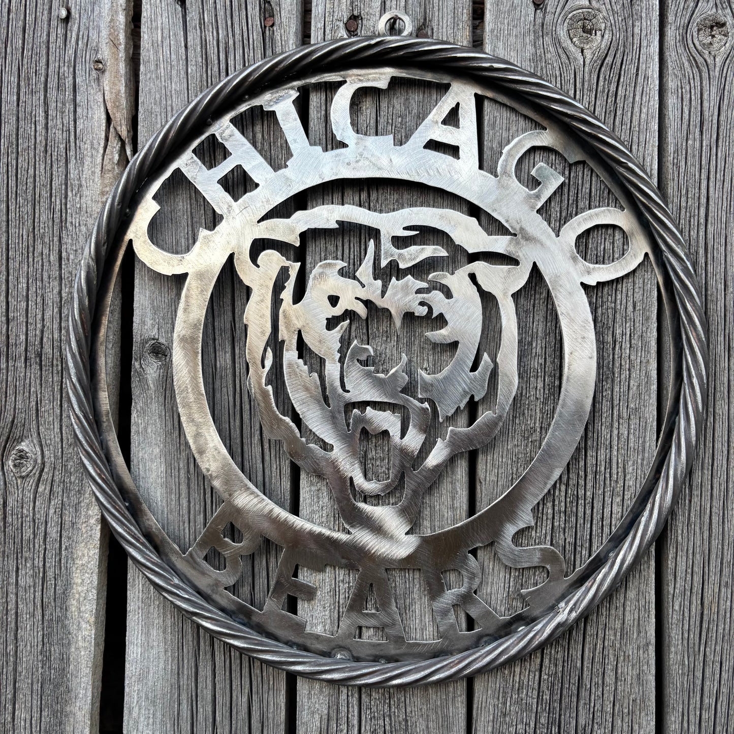 CHICAGO BEARS CUSTOM RAW METAL VINTAGE CRAFT SIGN TEAM HANDMADE STYLE# 3
