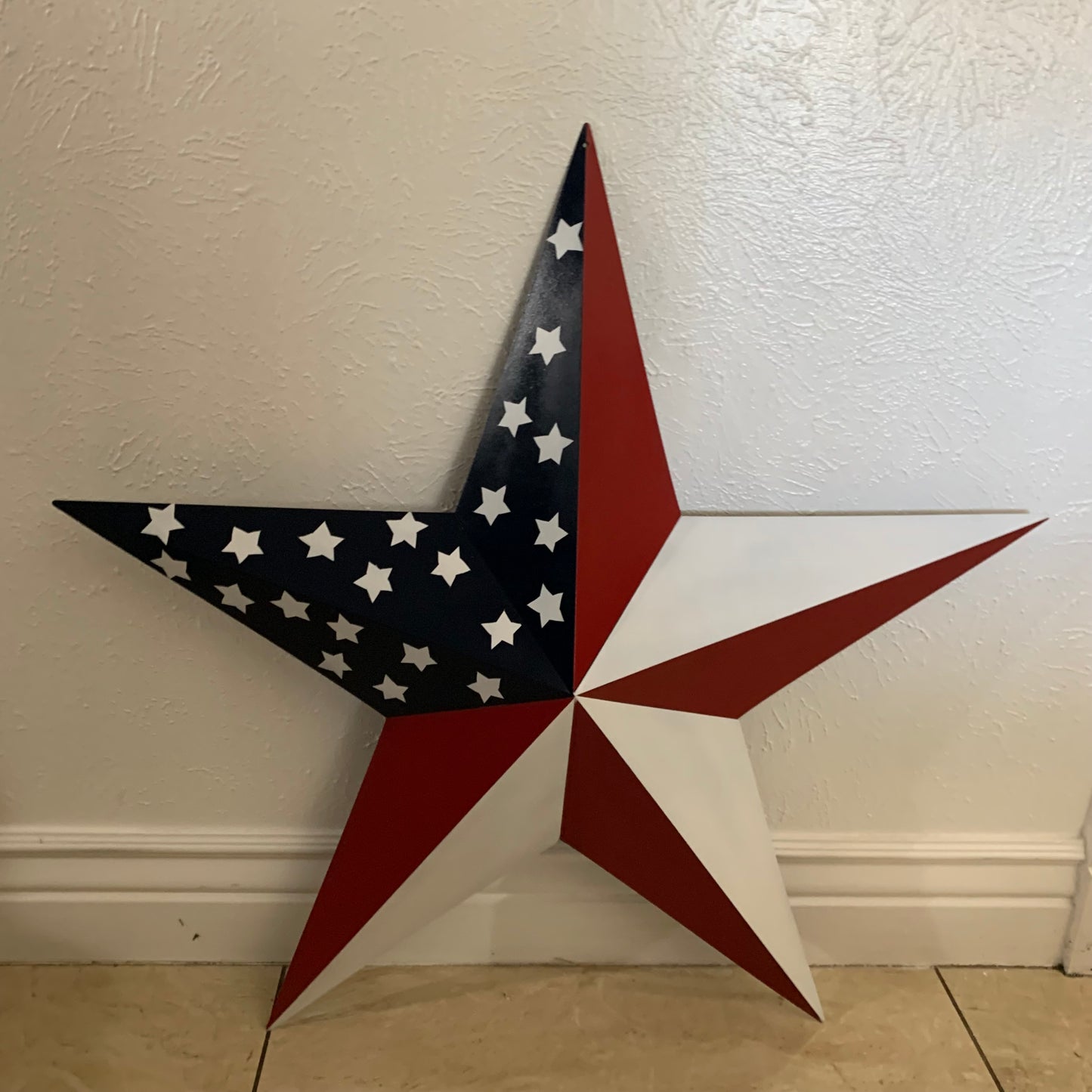 USA FLAG STAR STYLE# 5 RED WHITE & BLUE AMERICANA METAL BARN STAR WALL ART HANDMADE TO ORDER NEW #EH13380
