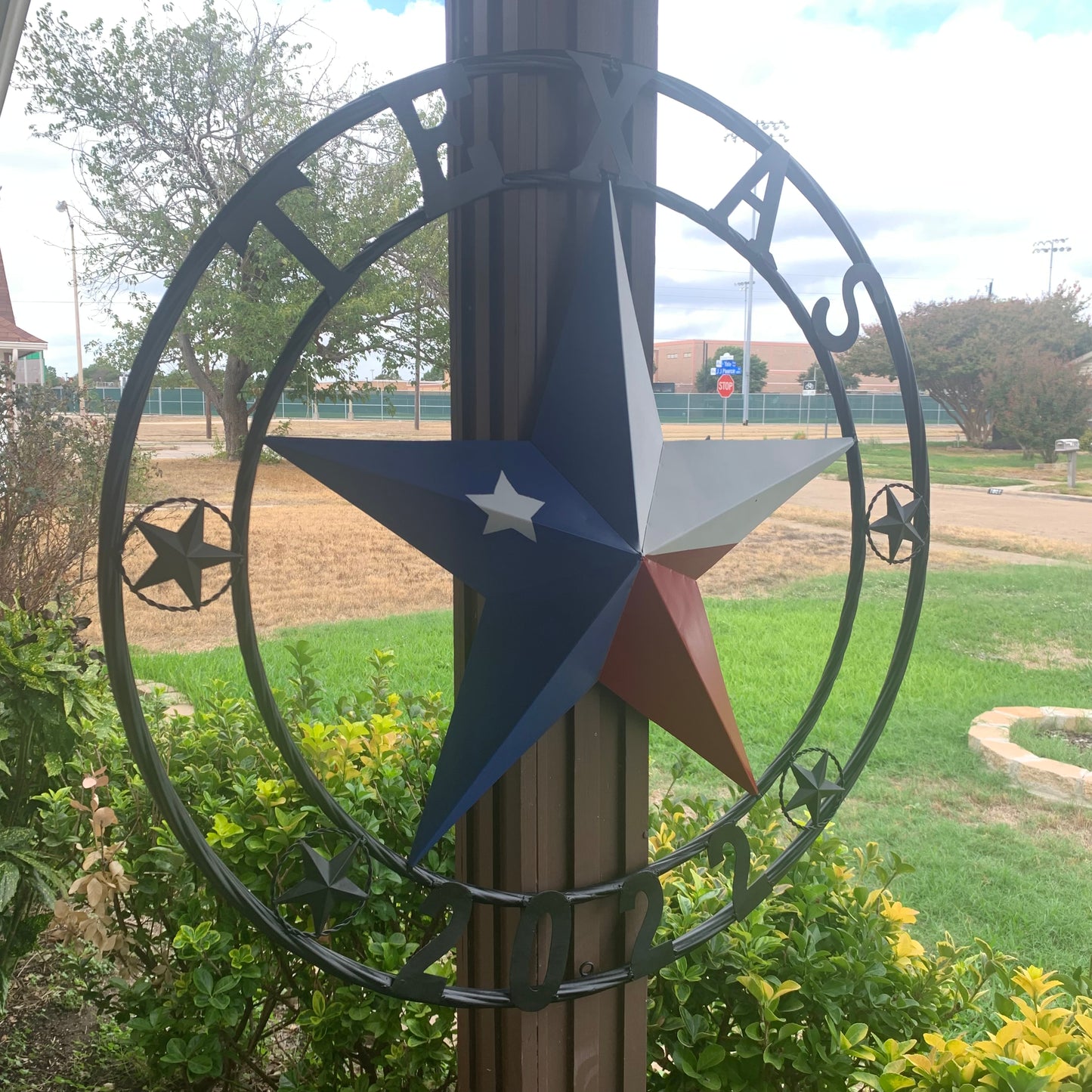 TEXAS 2022 STYLE CUSTOM NAME BARN STAR METAL LONESTAR 3d TWISTED BLACK ROPE RING WESTERN HOME DECOR   HANDMADE 24",32",36"
