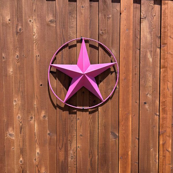 PINK STAR BARN METAL LONE STAR TWISTED ROPE RING WESTERN HOME DECOR HANDMADE 12",24",36"