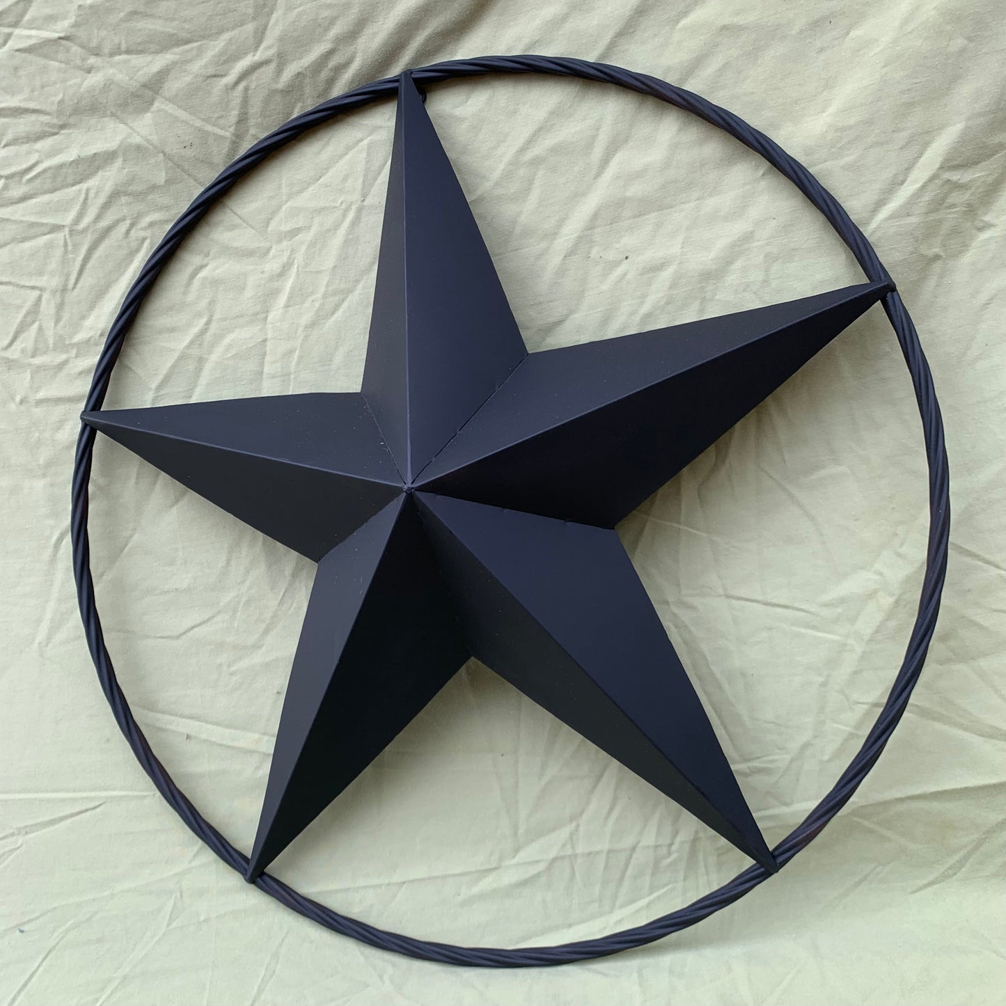 RUSTIC BLACK BARN STAR 3d TWISTED ROPE RING WESTERN HOME DECOR HANDMADE NEW 3" TO 72"-#EH10608