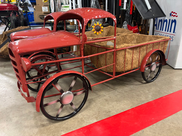 32" RED TRUCK PLANTER PICKUP TRUCK METAL ART VINTAGE GARDEN ART WESTERN HOME DECOR HANDMADE NEW #EH13010