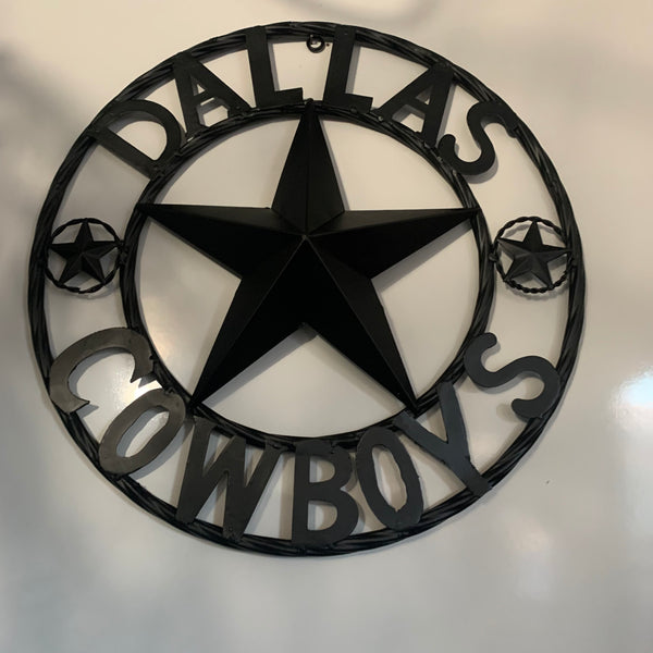 18" DALLAS COWBOYS BLACK STAR CUSTOM METAL VINTAGE LONE STAR WESTERN HOME DECOR HANDMADE