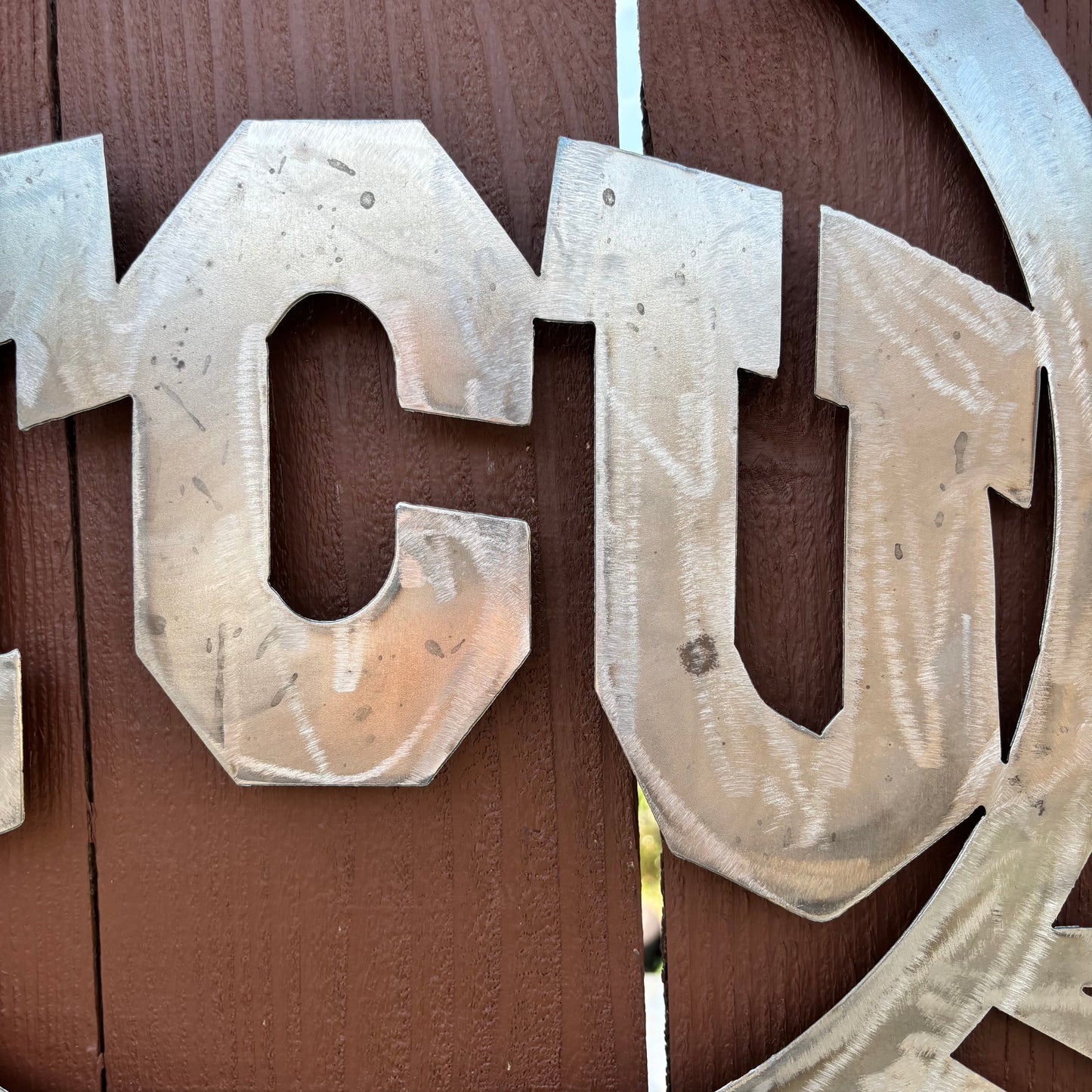 TCU TEXAS CHRISTIAN CUSTOM RAW METAL VINTAGE CRAFT TEAM SIGN UNPAINTED HANDMADE