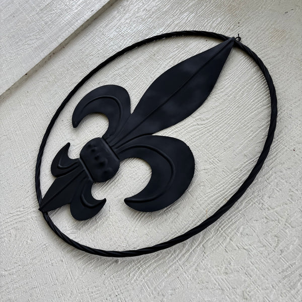FLEUR DE LIS BLACK FLAT METAL WALL ART SIGN WESTERN HOME DECOR HANDMADE NEW 12",18",24",32"