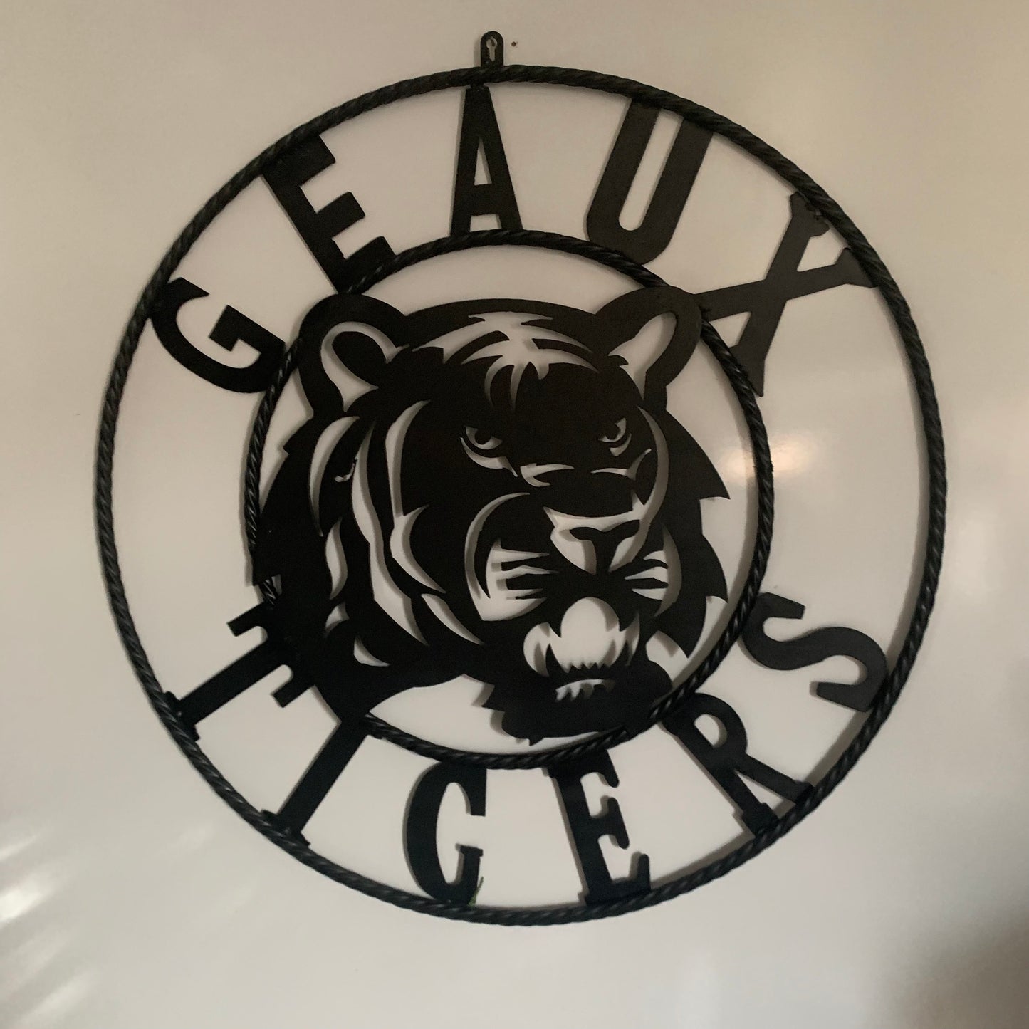 GEAUX TIGERS BLACK CUSTOM METAL VINTAGE CRAFT SIGN TEAM HANDMADE