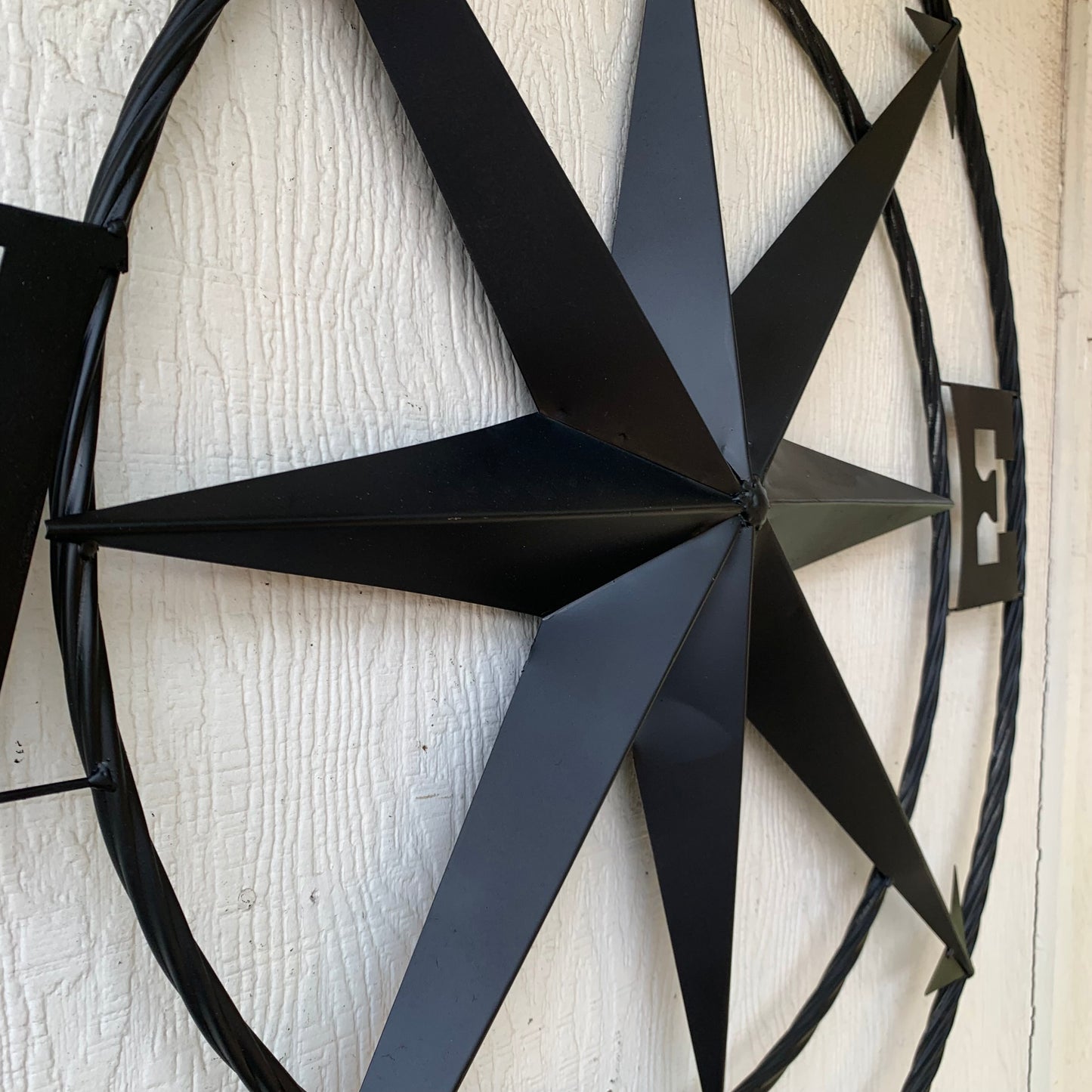 36" COMPASS RUSTIC BLACK METAL SIGN WALL ART WESTERN HOME DECOR HANDMADE NEW