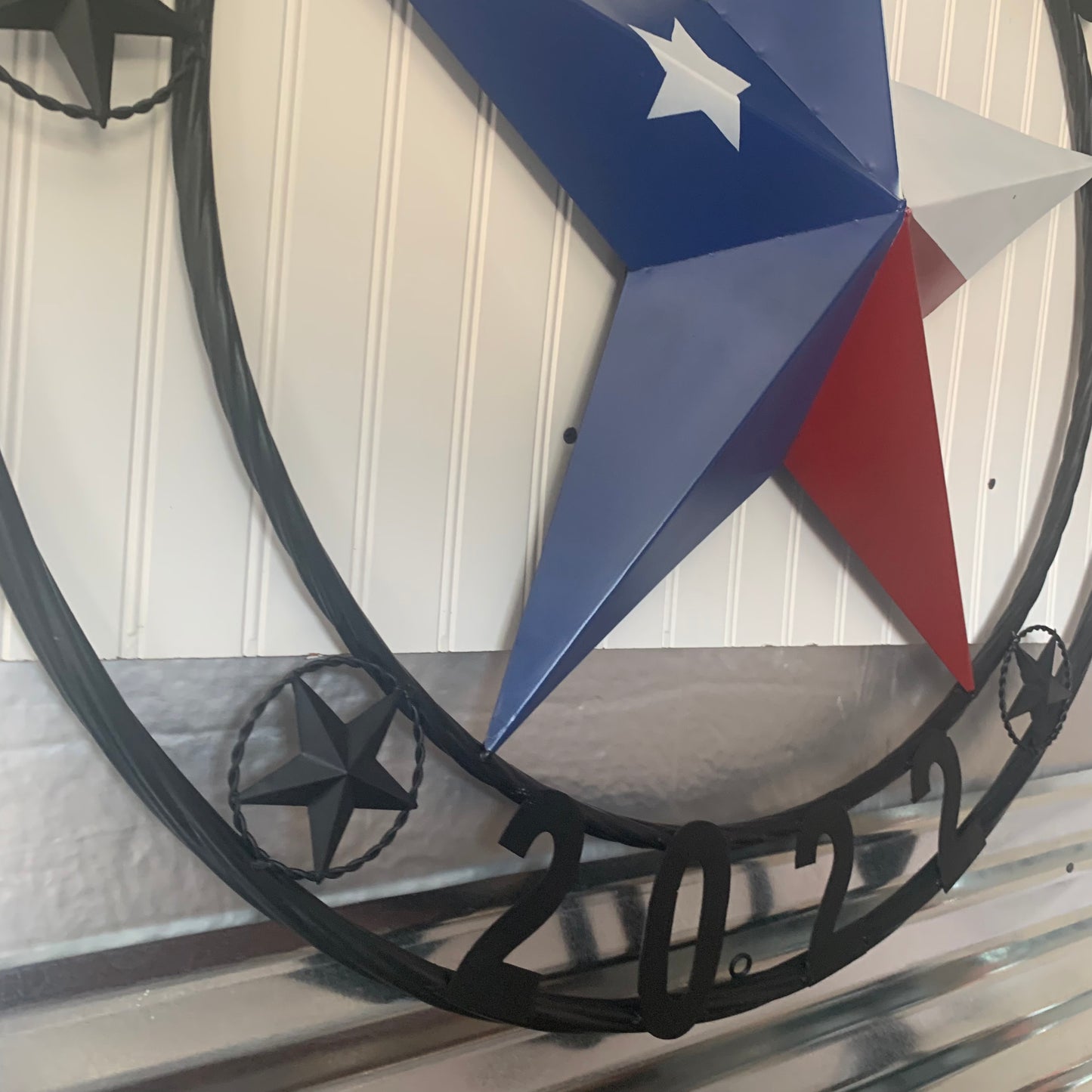 TEXAS 2022 STYLE CUSTOM NAME BARN STAR METAL LONESTAR 3d TWISTED BLACK ROPE RING WESTERN HOME DECOR   HANDMADE 24",32",36"