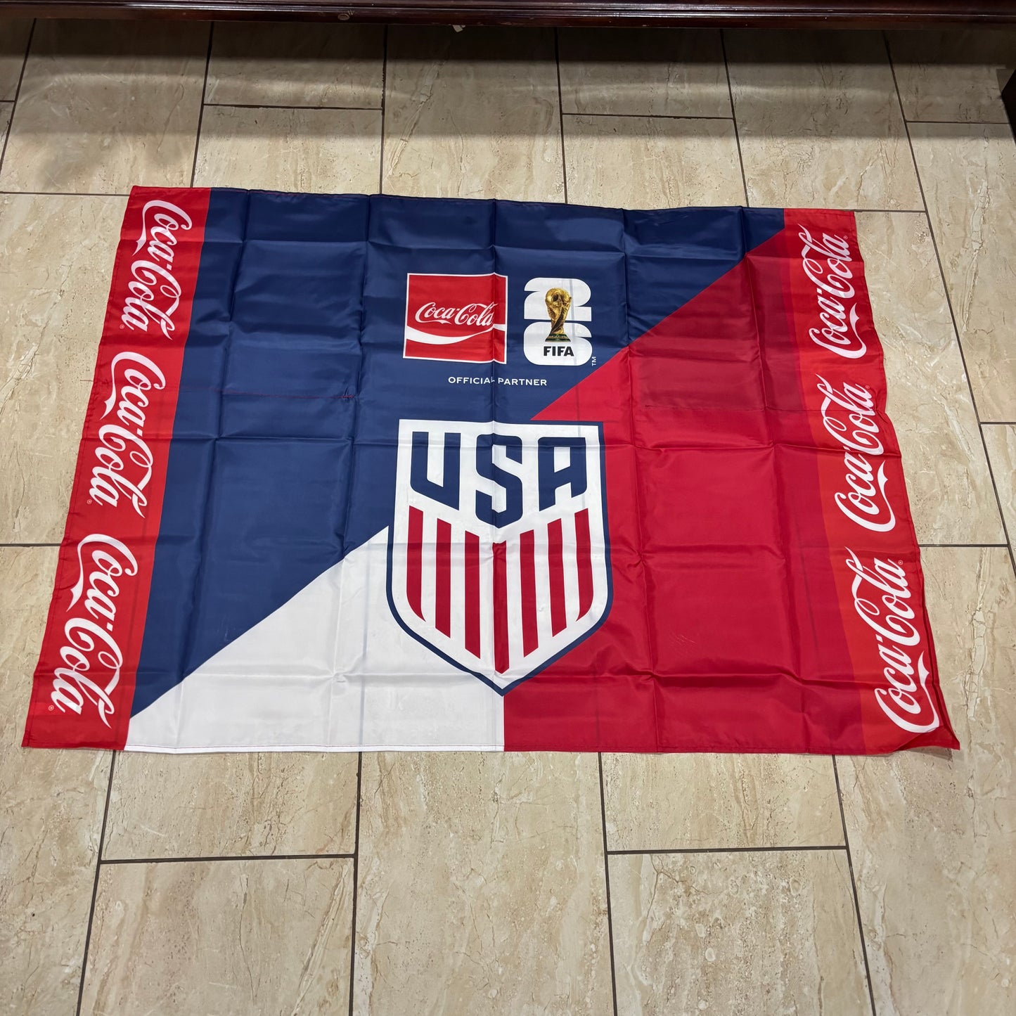FIFA WORLD CUP 2026 USA COCACOLA FLAG 3ft x 4ft GENUINE LICENSES WESTERN HOME DECOR  #EH13732