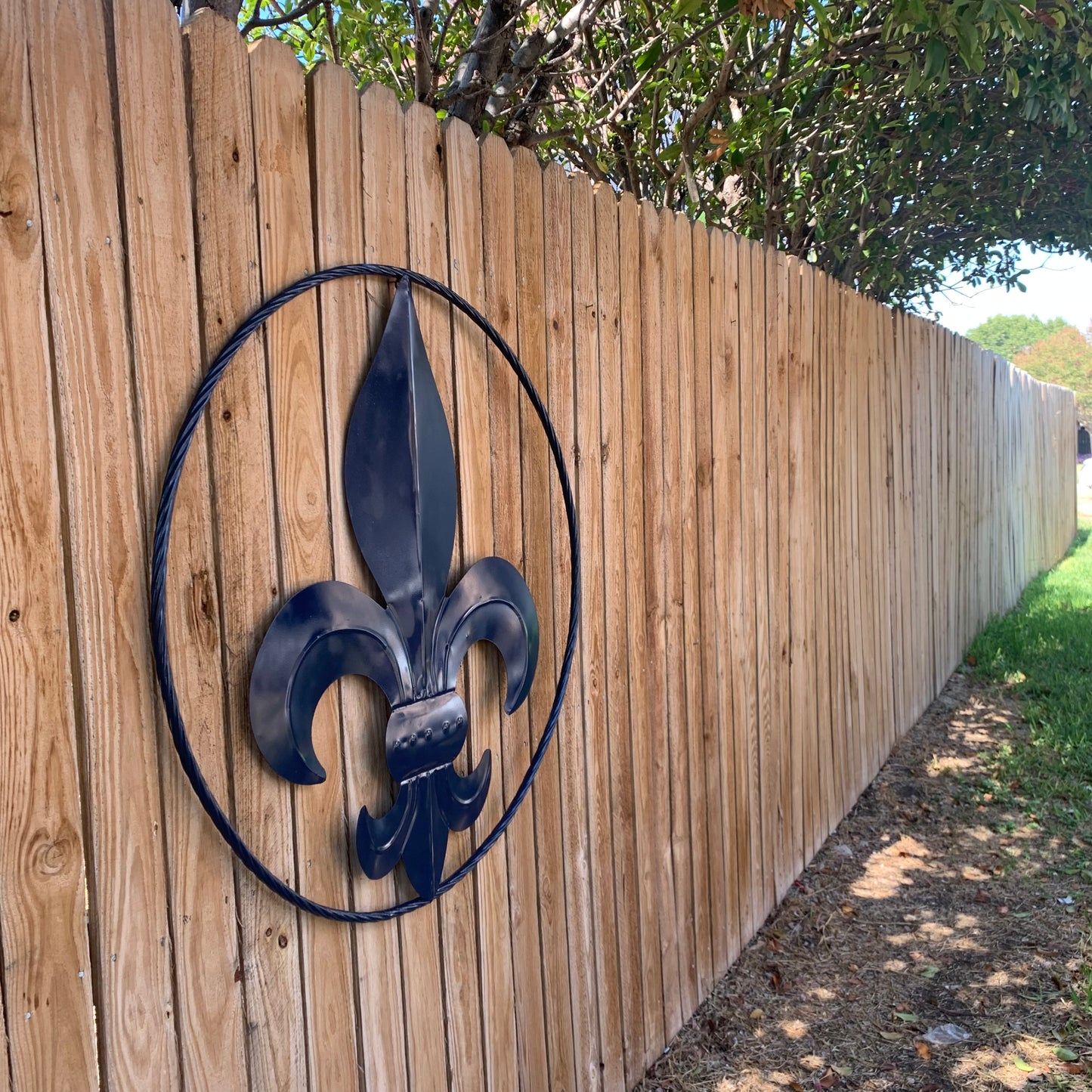 NAVY BLUE 24",36" FLEUR DE LIS METAL WALL ART SIGN WESTERN HOME DECOR HANDMADE NEW #EH10764