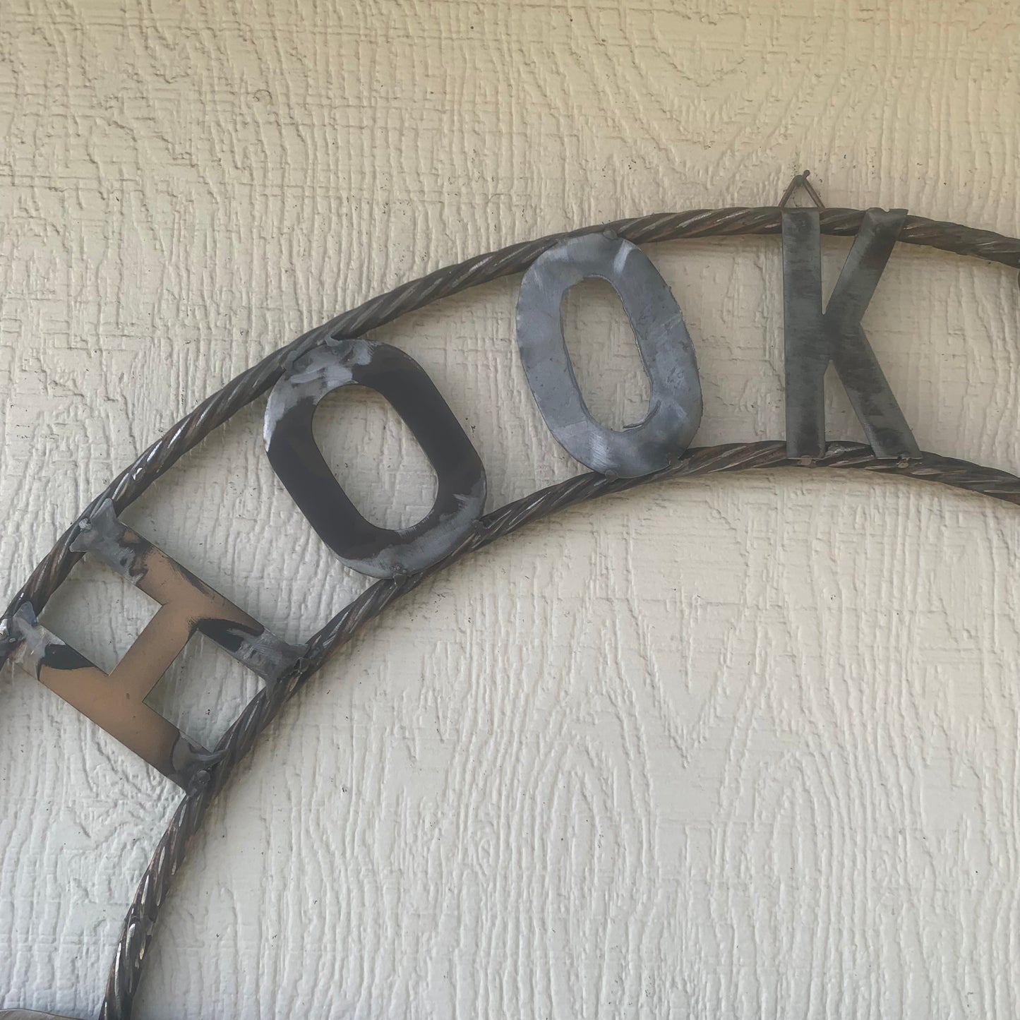 HOOKEM HORNS & LONE STAR TEXAS LONGHORNS HOOK EM RAW METAL UNPAINTED CUSTOM VINTAGE CRAFT WALL ART TEAM SIGN HANDMADE