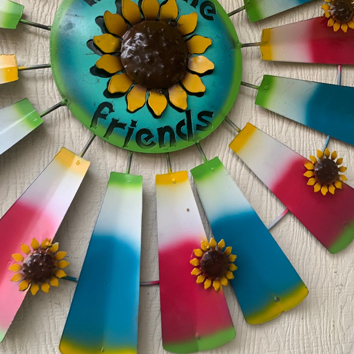32" WINDMILL WELCOME FRIENDS FARMHOUSE WALL ART METAL WESTERN HOME DECOR NEW #EH12175