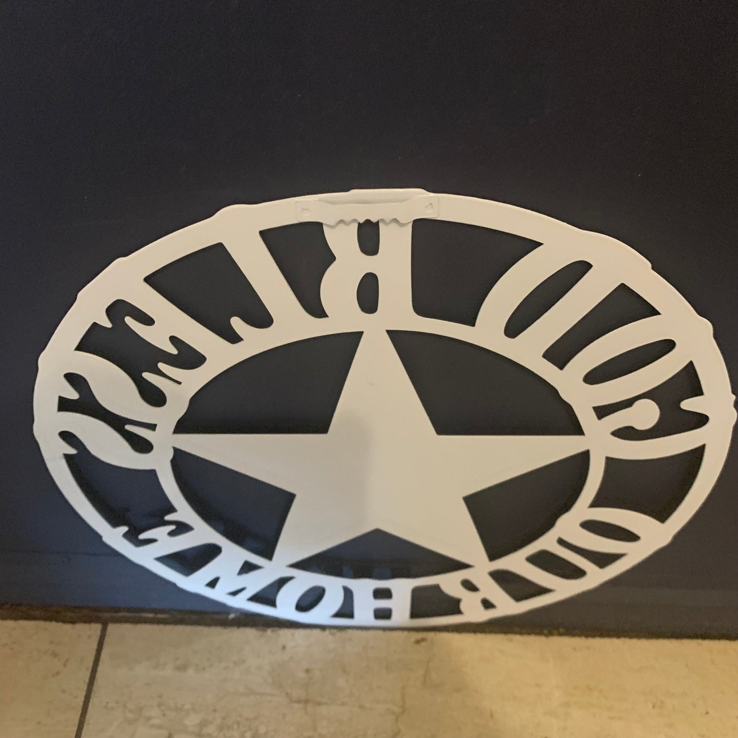 12" GOD BLESS OUR HOME METAL FLAT 2D  STAR SIGN LASERCUT ART WESTERN HOME DECOR HANDMADE NEW #EH11364