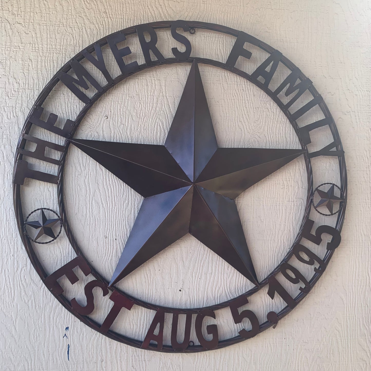 MYERS STYLE YOUR CUSTOM NAME STAR BARN STAR METAL LONE STAR WESTERN HOME DECOR RUSTIC BLACK HANDMADE 24",32",36",50"