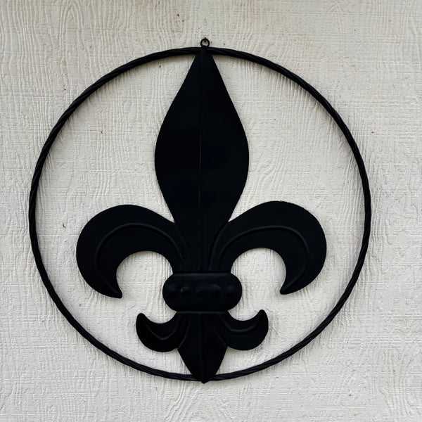 FLEUR DE LIS BLACK FLAT METAL WALL ART SIGN WESTERN HOME DECOR HANDMADE NEW 12",18",24",32"