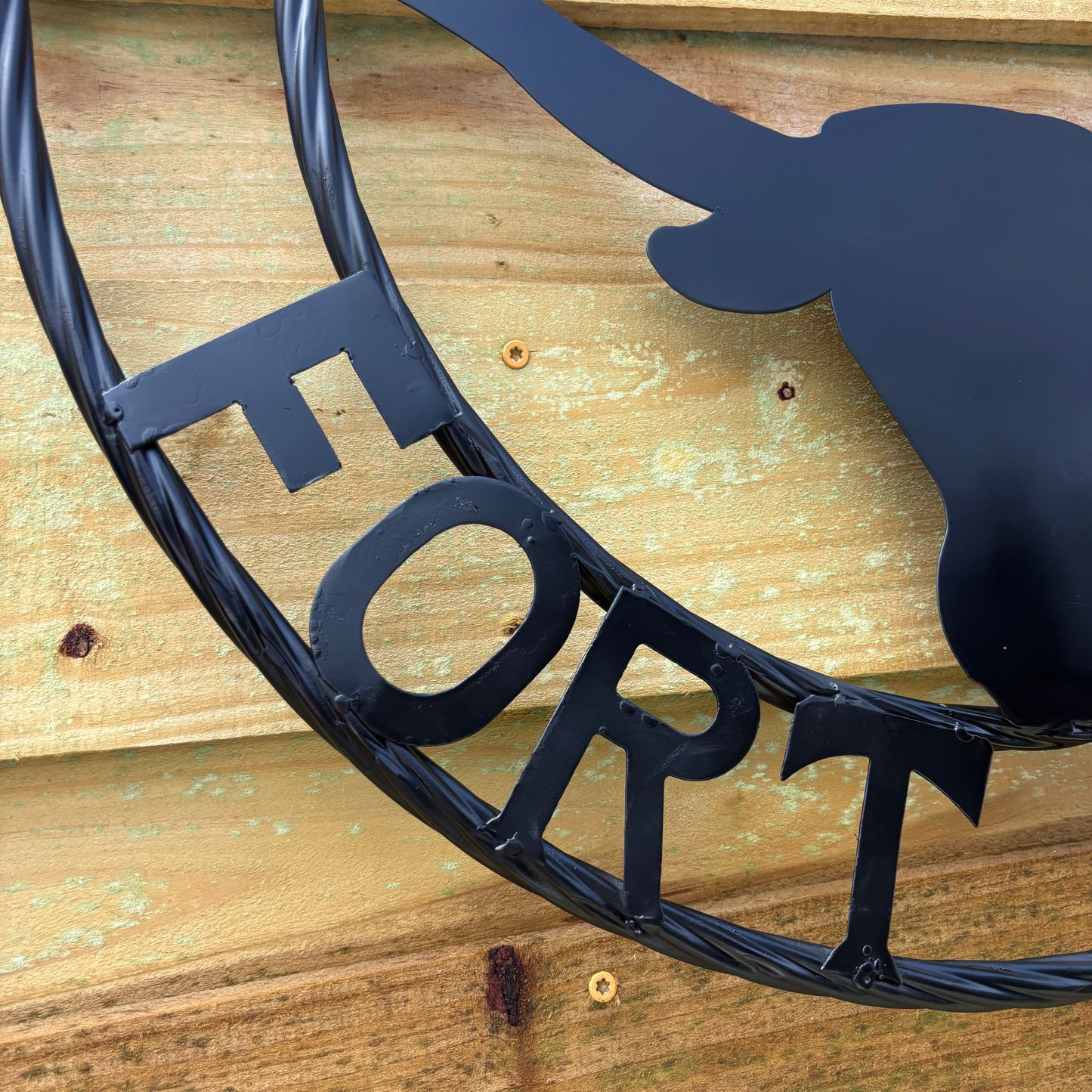 TEXAS FORT WORTH METAL SIGN LONGHORNS BLACK WESTERN HOME DECOR HANDMADE