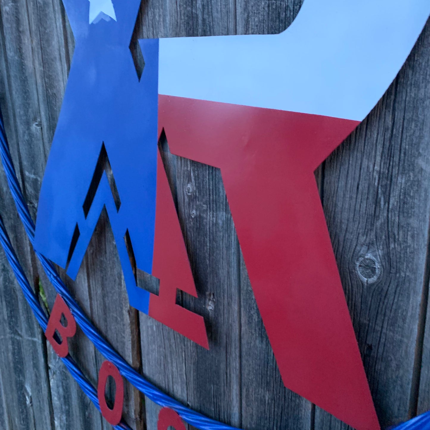 #EH11299 CUSTOM NAME XR ROOFING STYLE SIGN RED,WHITE & BLUE TEXAS FLAG LOGO HANDMADE