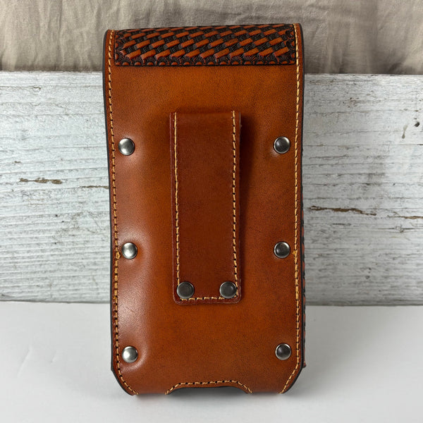 7" LONE STAR LEATHER HOLSTER TAN BROWN STAR POUCH EXTRA LARGE  BELT LOOP CELL PHONE CASE UNIVERSAL OVERSIZE #EH12702