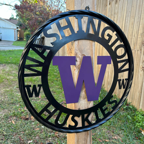 12", 18", 24", 32" WASHINGTON HUSKIES CUSTOM METAL VINTAGE CRAFT TEAM SIGN HANDMADE 36",40",44",50"