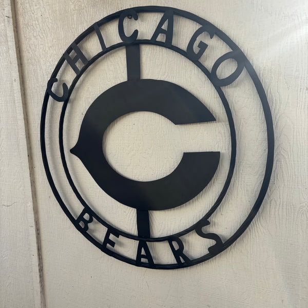 CHICAGO BEARS CUSTOM METAL VINTAGE CRAFT SIGN TEAM RISTIC BLACK HANDMADE