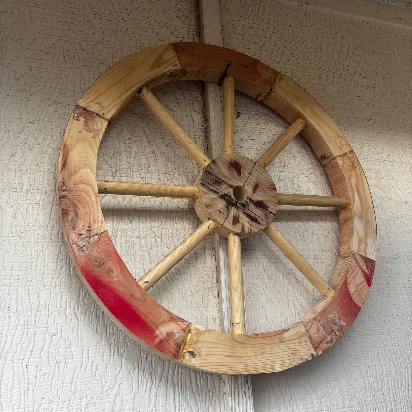 DECORATIVE WAGON WHEEL WOOD WALL ART WESTERN HOME DECOR HANDMADE TEXAS USA