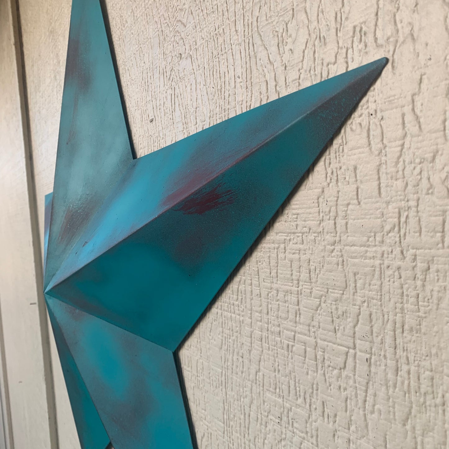 #EH10540 TURQUOISE DISTRESSED TWO TONE BARN STAR METAL ART WESTERN HOME DECOR HANDMADE NEW