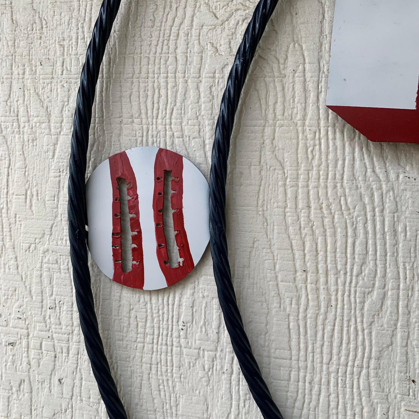 TEXAS RANGERS CUSTOM METAL VINTAGE CRAFT TEAM SIGN WHITE & RED & NAVY BLUE RING HANDMADE