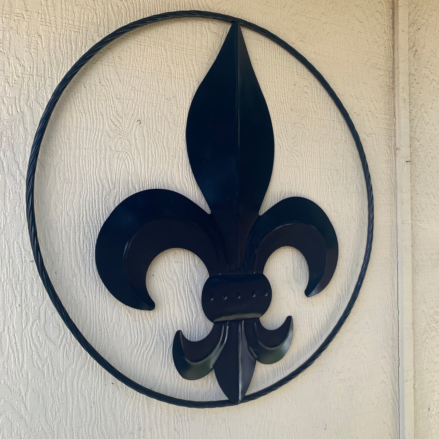 NAVY BLUE 24",36" FLEUR DE LIS METAL WALL ART SIGN WESTERN HOME DECOR HANDMADE NEW #EH10764