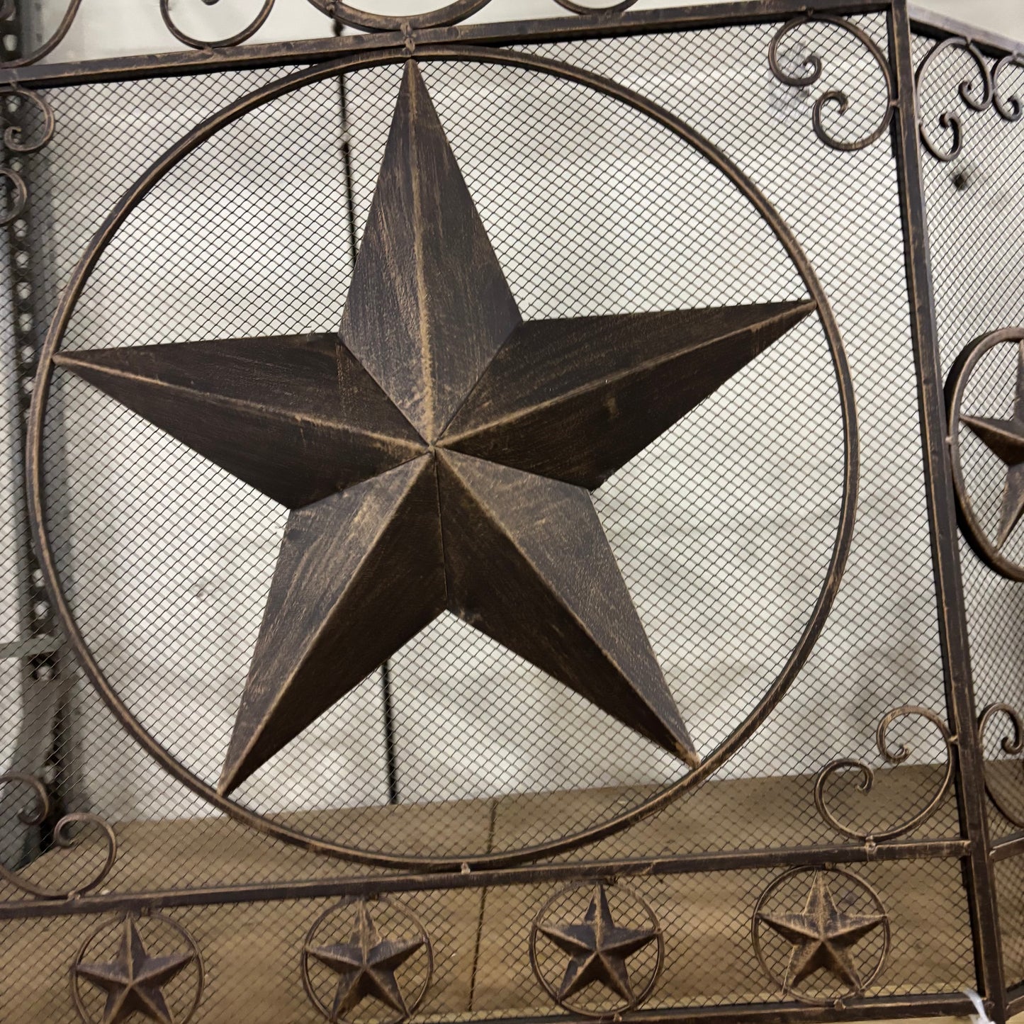 LONESTAR METAL FIREPLACE SCREEN W/ STAR 41.5" X 34.25" WESTERN HOME DECOR HANDMADE #EH80003