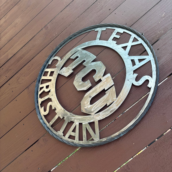 TCU TEXAS CHRISTIAN CUSTOM RAW METAL VINTAGE CRAFT TEAM SIGN UNPAINTED HANDMADE