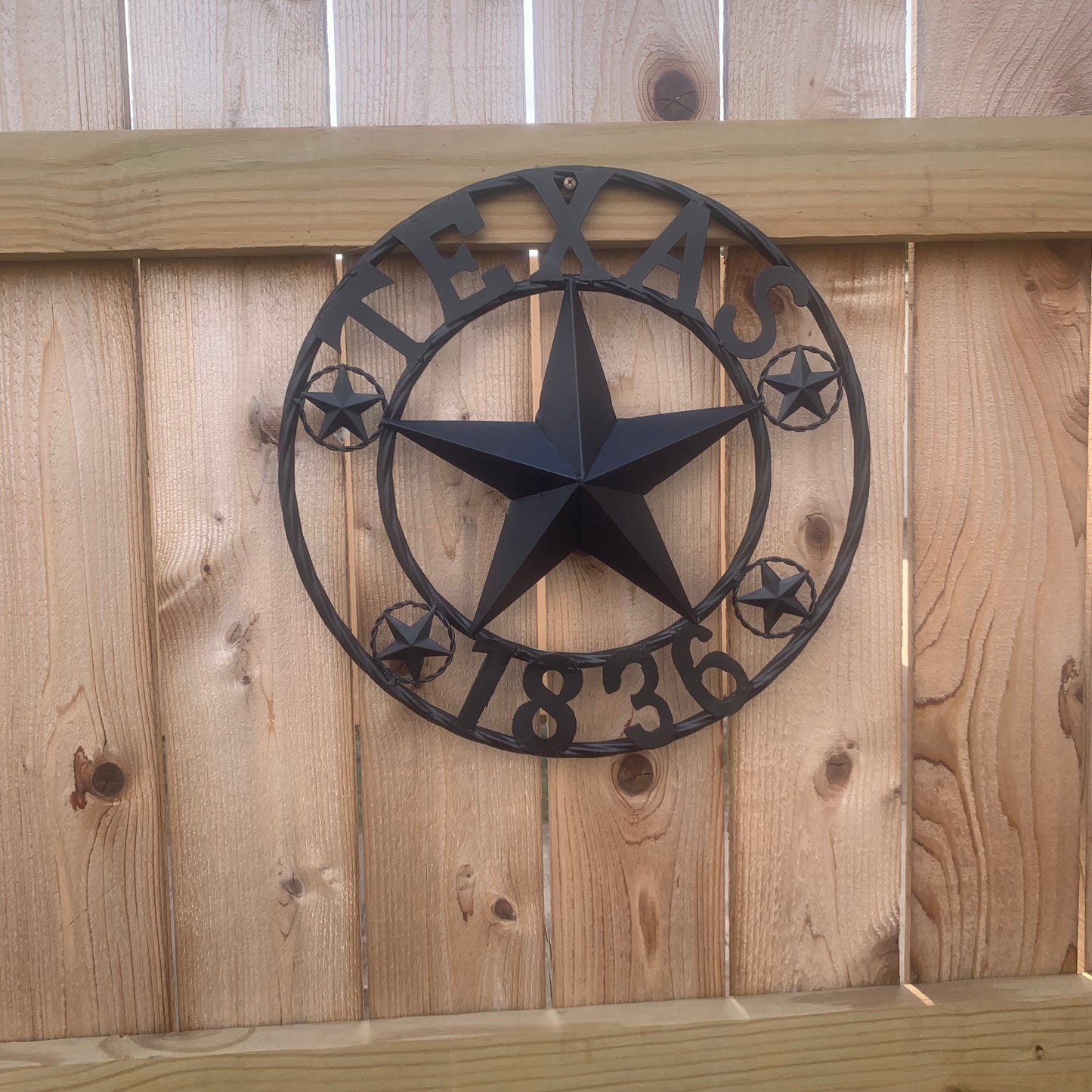 TEXAS 1836 BLACK BARN STAR METAL LONESTAR WESTERN HOME DECOR HANDMADE NEW 16",24",36",50"