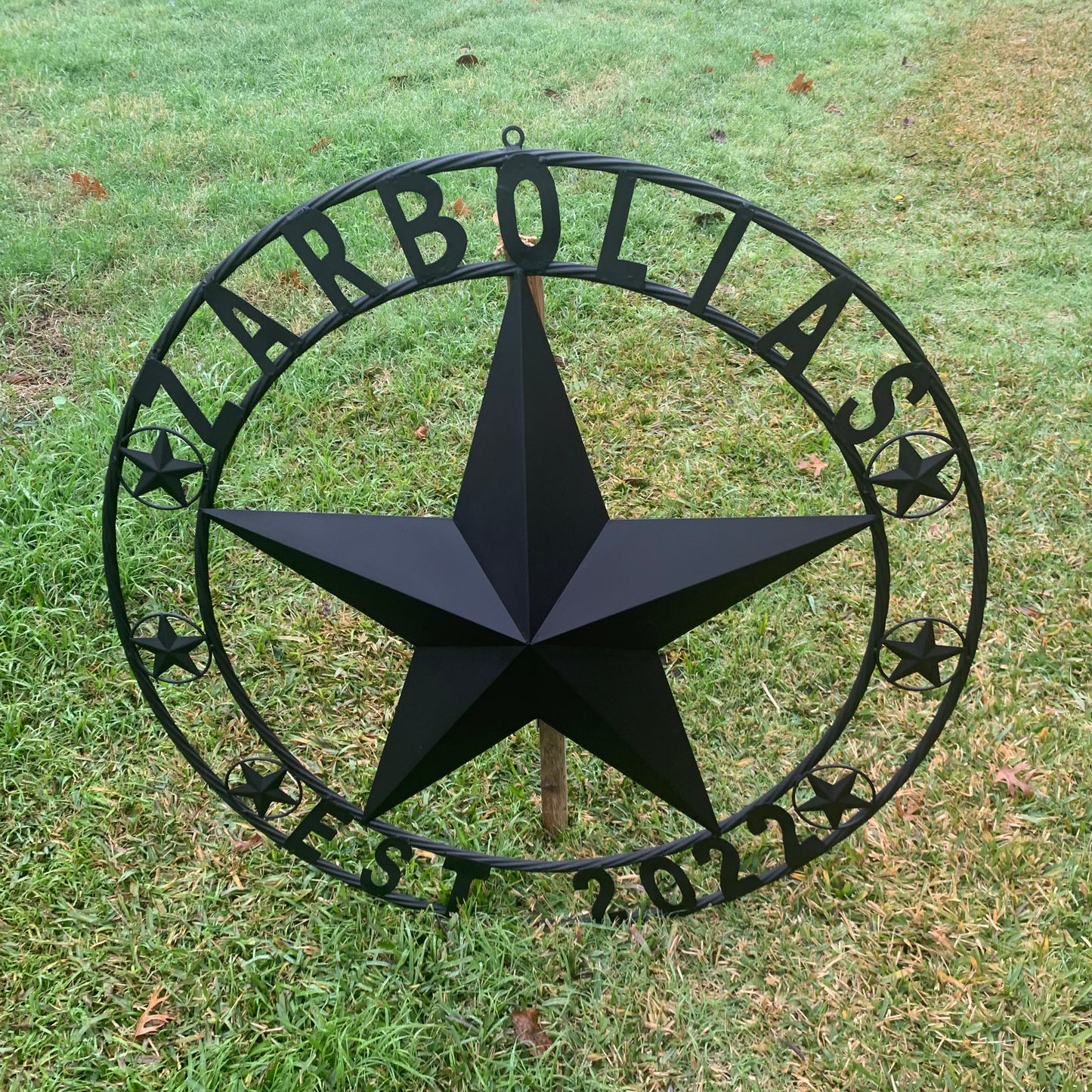 ZARBOLIAS STYLE CUSTOM NAME STAR BARN METAL STAR 3d TWISTED ROPE RING WESTERN HOME DECOR RUSTIC BLACK HANDMADE 24",32",36",50"