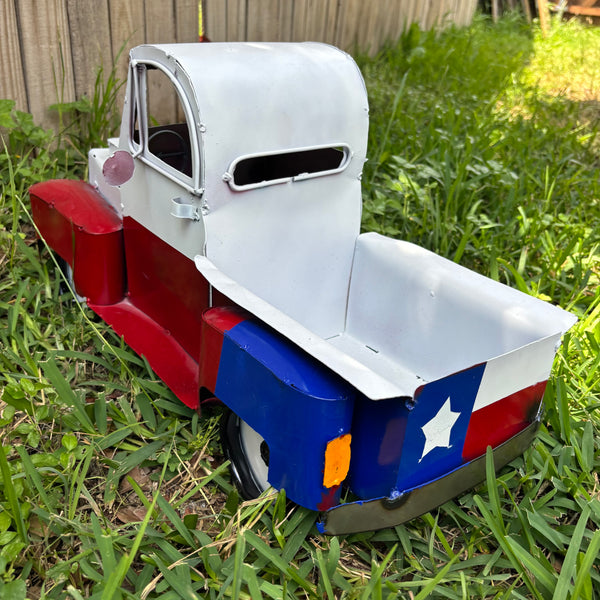 TEXAS FLAG TRUCK 20" PICKUP PATRIOTIC TRUCK RED WHITE BLUE METAL VINTAGE GARDEN ART FIGURINE WESTERN HOME DECOR HANDMADE #EH12866