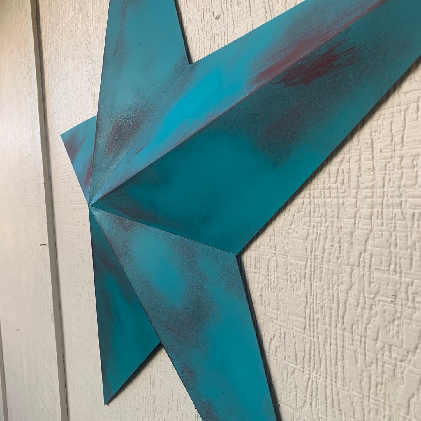 #EH10540 TURQUOISE DISTRESSED TWO TONE BARN STAR METAL ART WESTERN HOME DECOR HANDMADE NEW